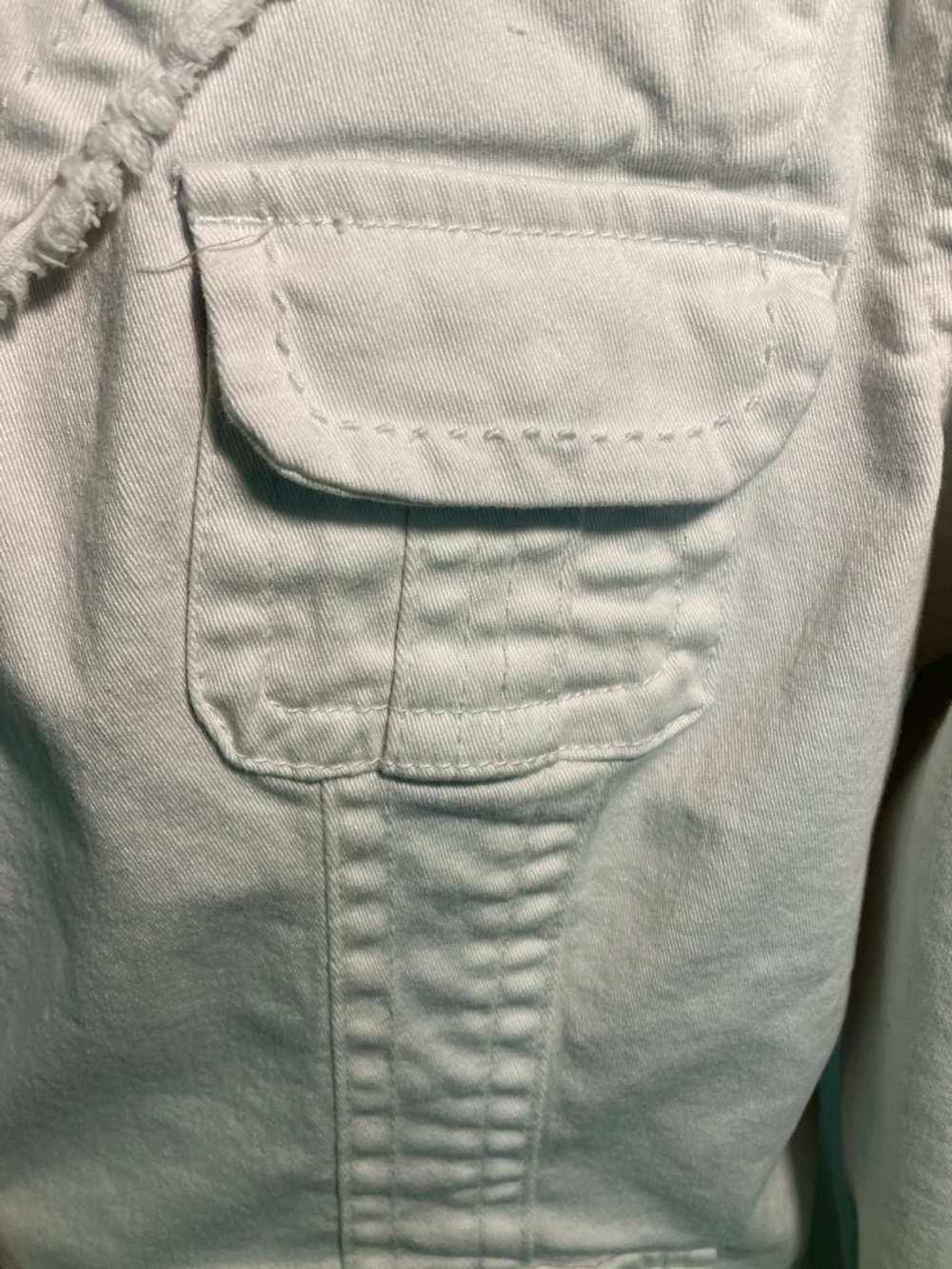 Women's Frayed Edge White Jacket - Classic Utility Style - Picture 4 of 5